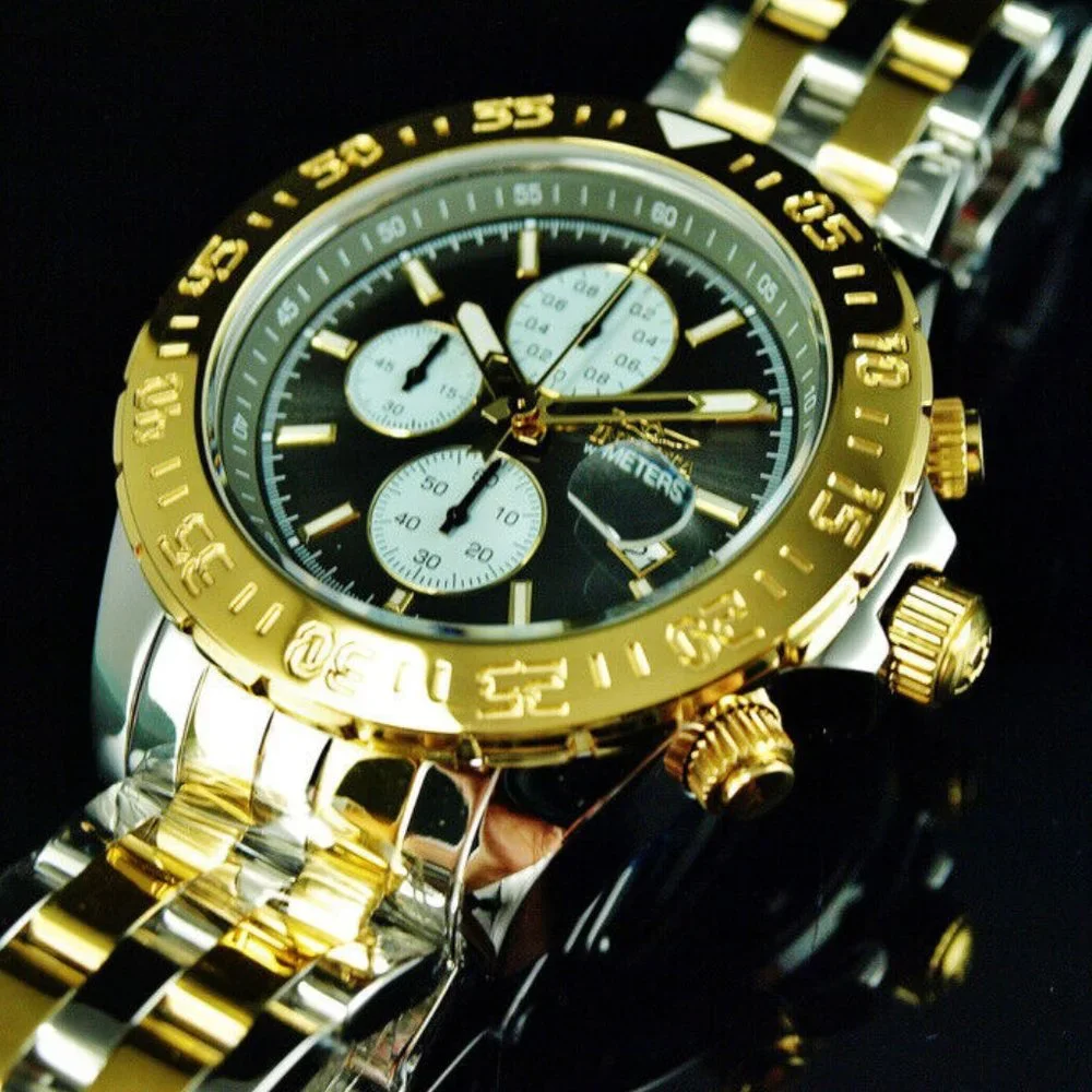 Invicta Two Tone 18k Gold Men Watch